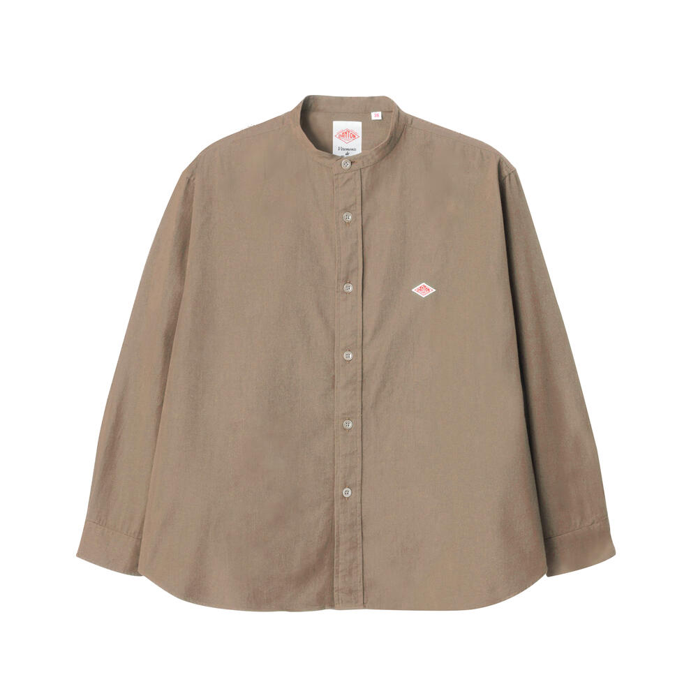 WOMEN'S COTTON TWILL BAND COLLAR SHIRT