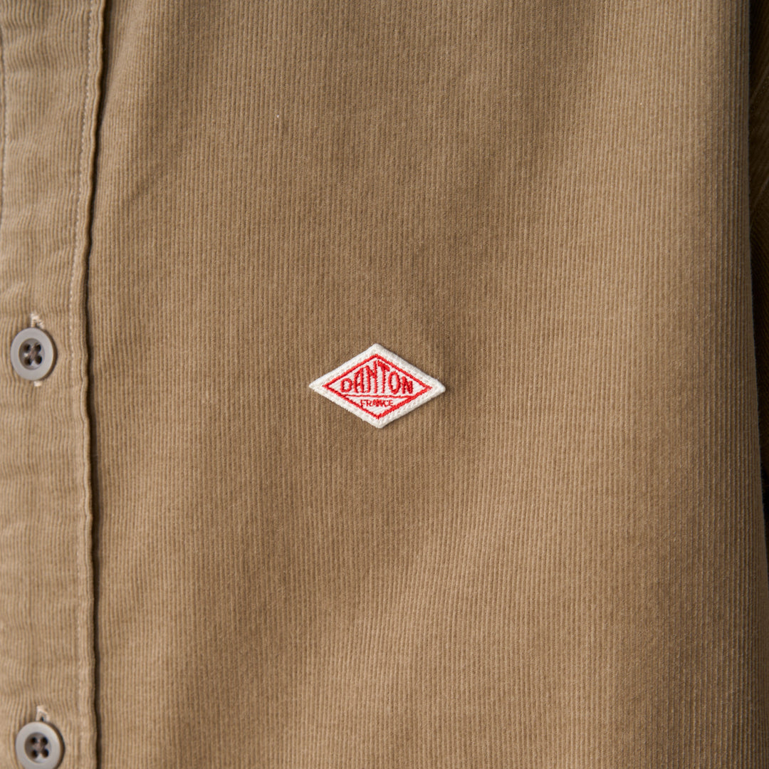 Men's Corduroy Band Collar Shirt