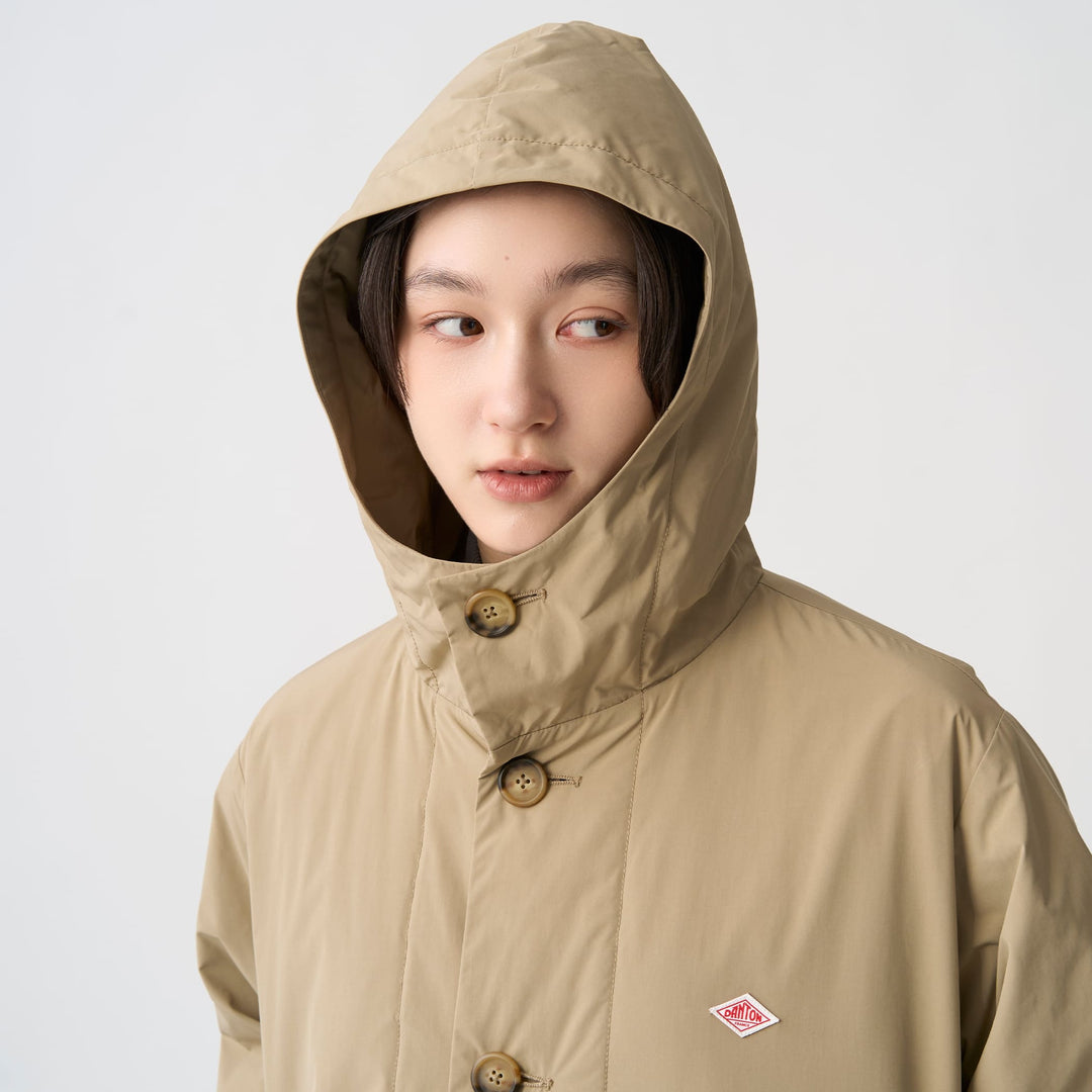 Women's  Peach Taffeta Insulation Hooded Coat