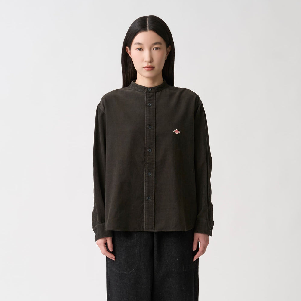 Women's Corduroy Band Collar Shirt