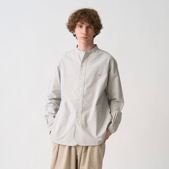 Men's Oxford Band Collar Shirt Pattern