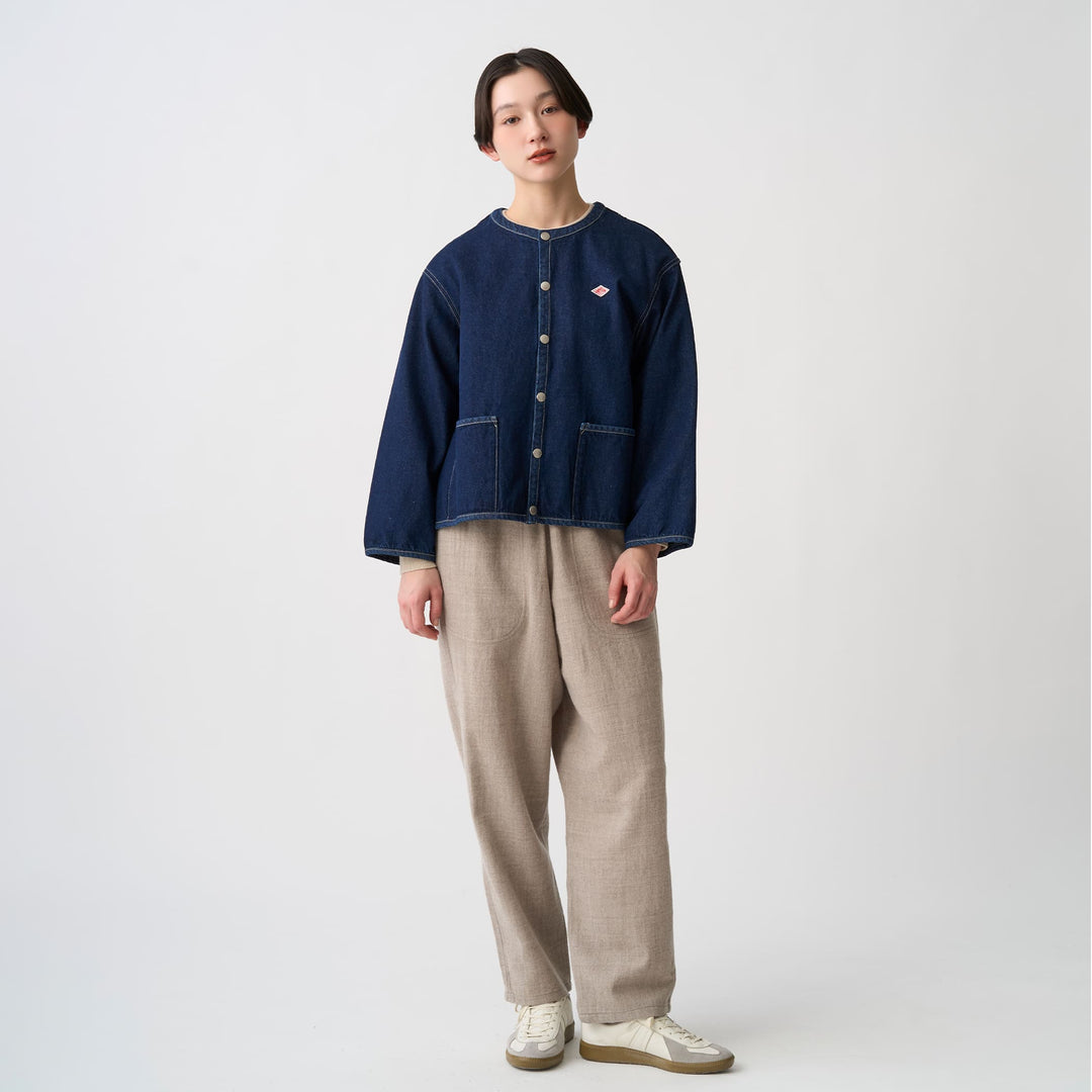 Women's Denim Collarless Jacket