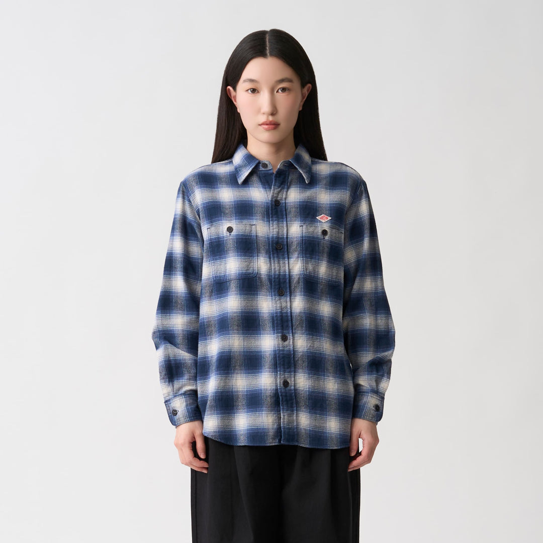 Women's Flannel Check Regular Collar Shirt