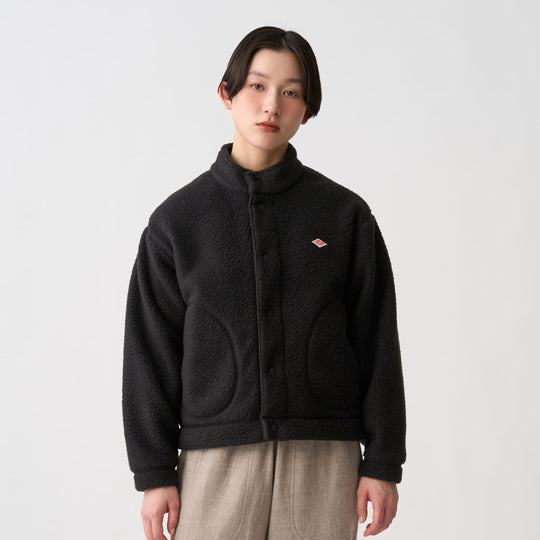 Women's Double Face Boa Stand Collar Cardigan