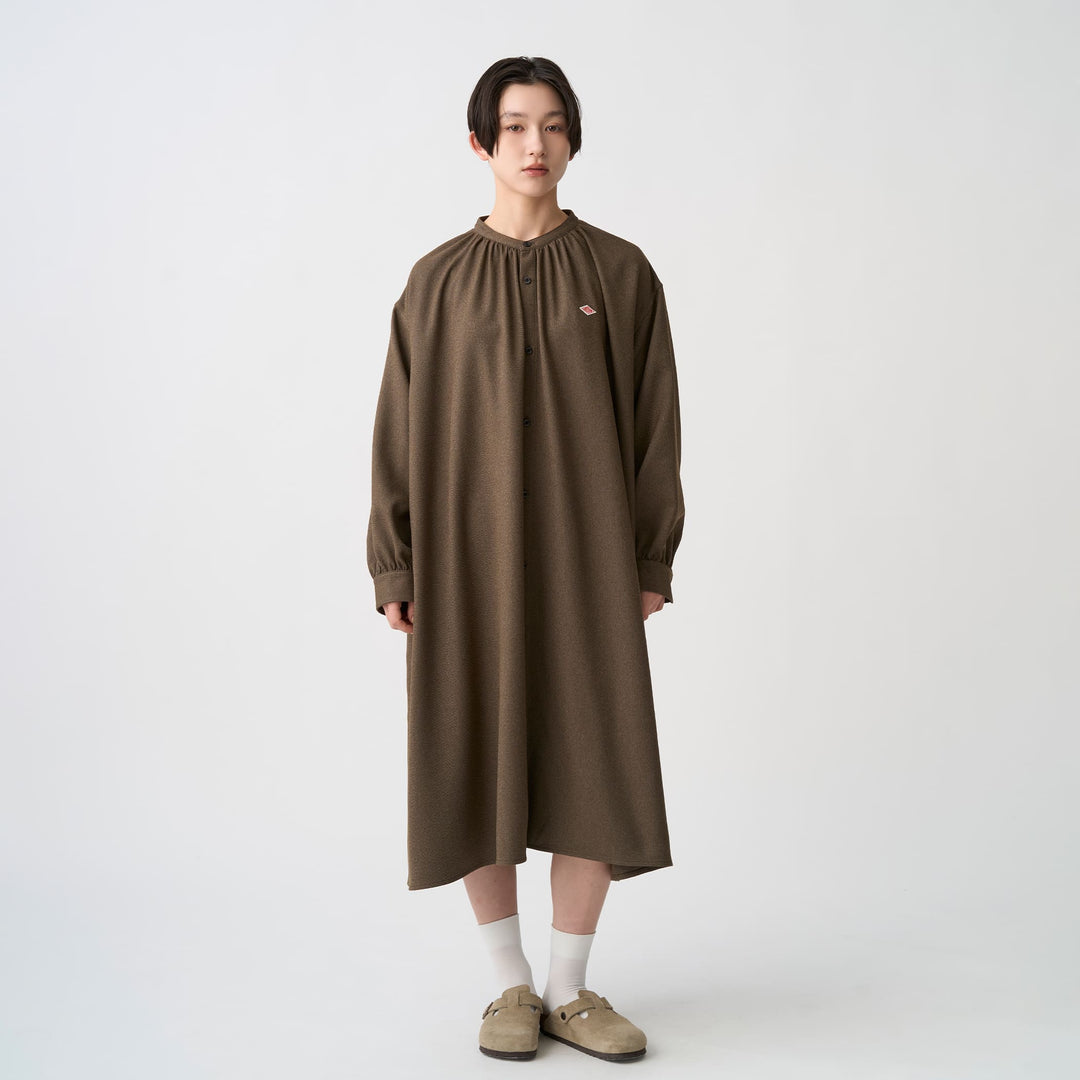 Women's Wool-Like Twill Gathered Shirt Dress