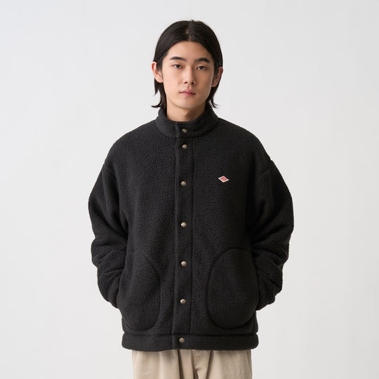 Men's Double Face Boa Stand Collar Cardigan