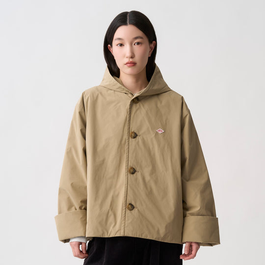 Women's Peach Taffeta Insulation Hooded Wide Jacket