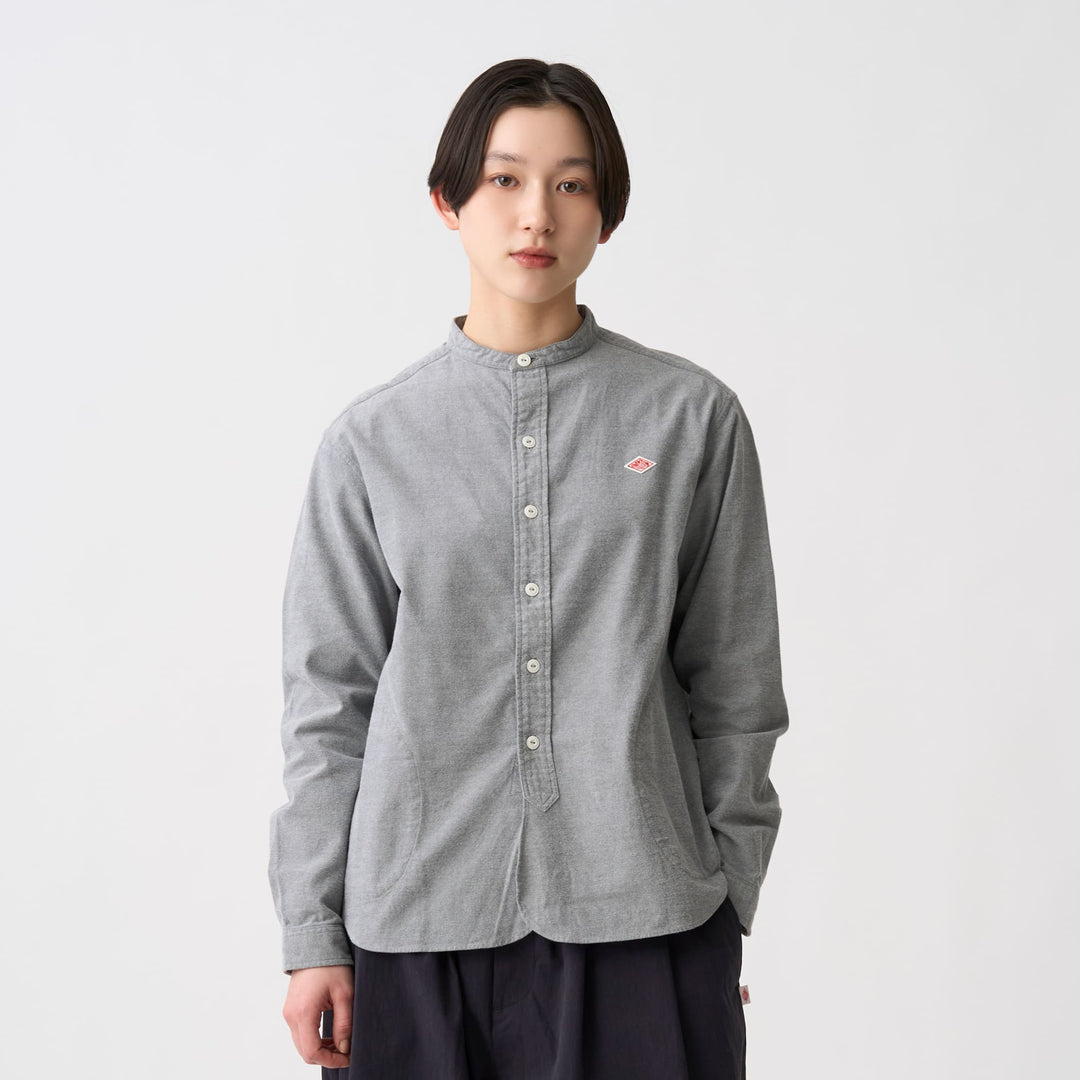 Women's Cotton Flannel Band Collar Shirt