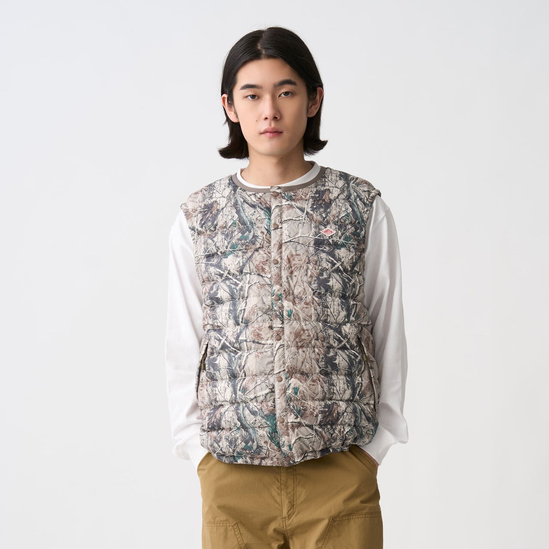 Men's Crewneck Inner Down Vest - Tree Camo Print
