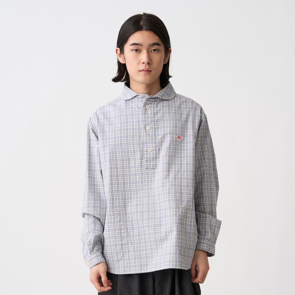 Men's Brushed Twill Round Collar Pullover Shirt - Check