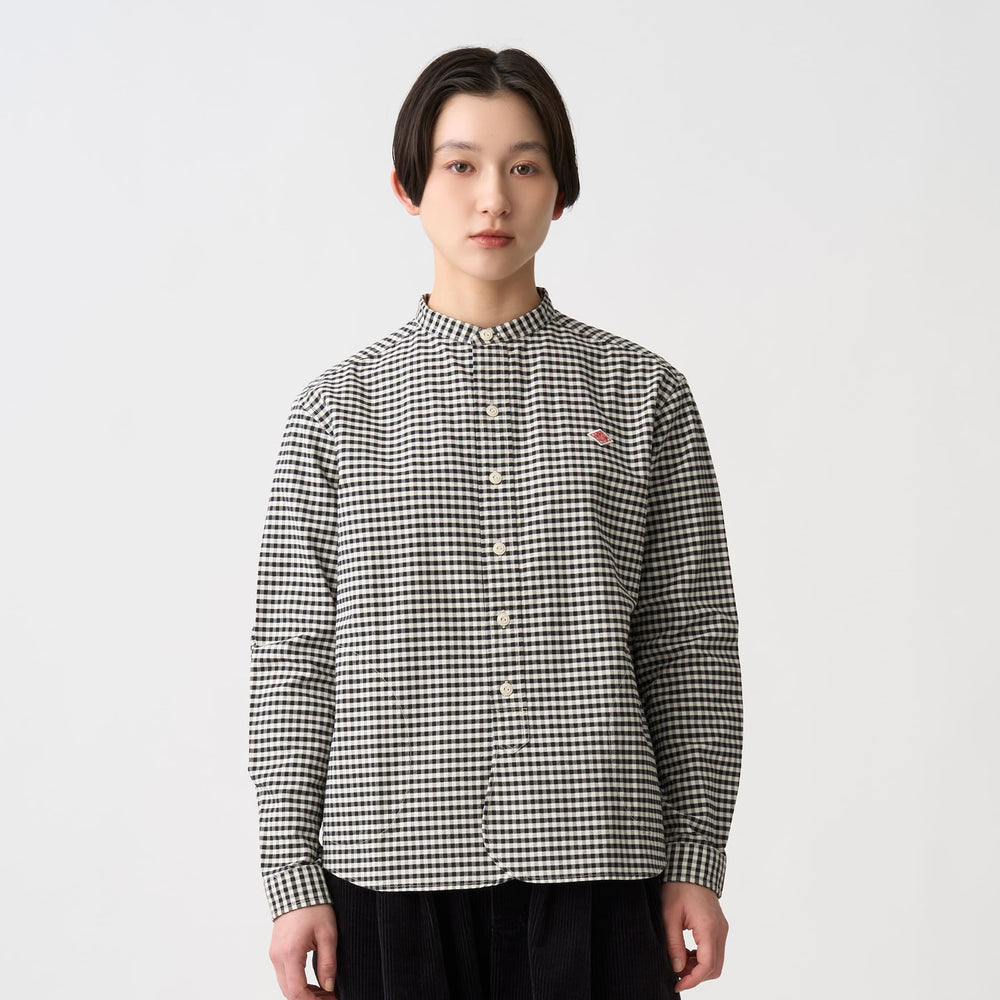 Women's Oxford Band Collar Shirt Pattern
