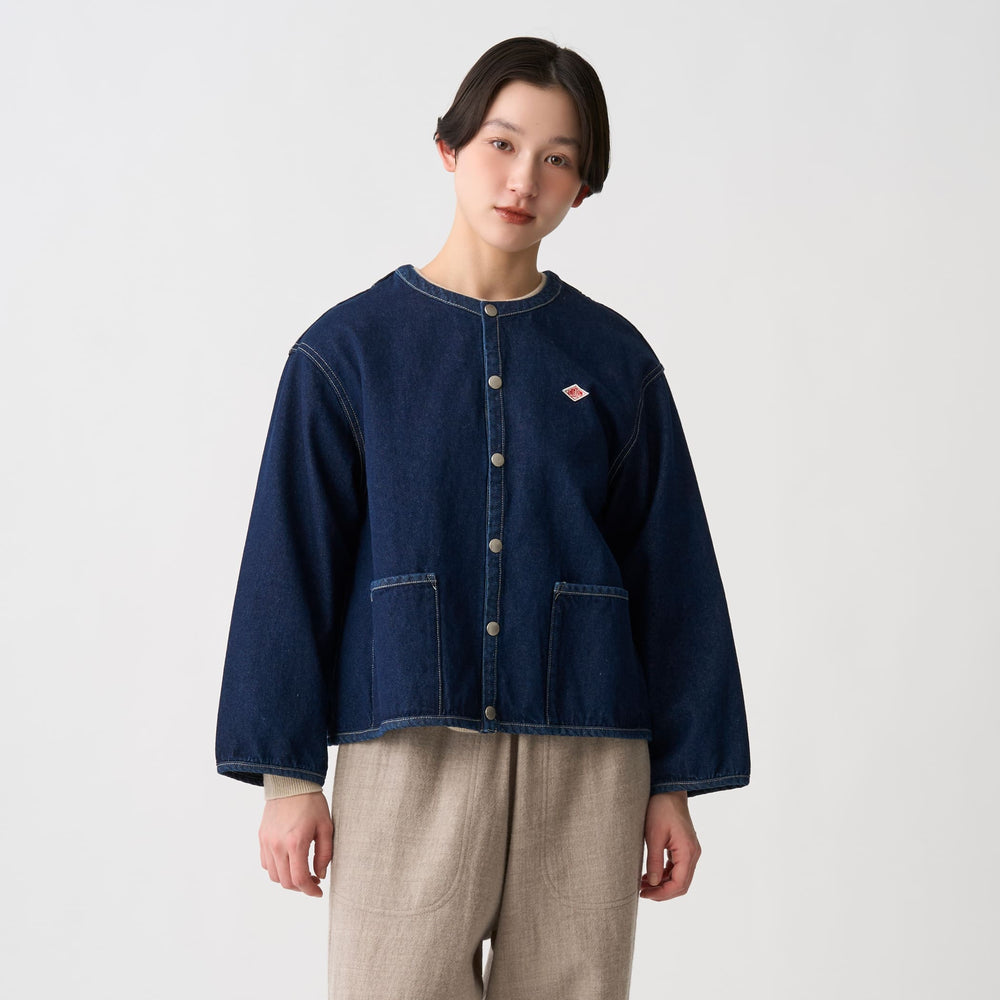 Women's Denim Collarless Jacket