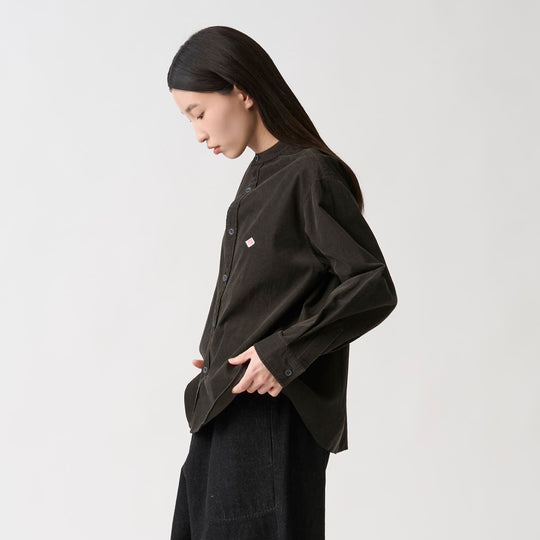 Women's Corduroy Band Collar Shirt