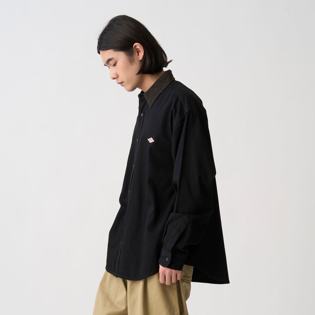 Men's Denim Corduroy Collar Shirt