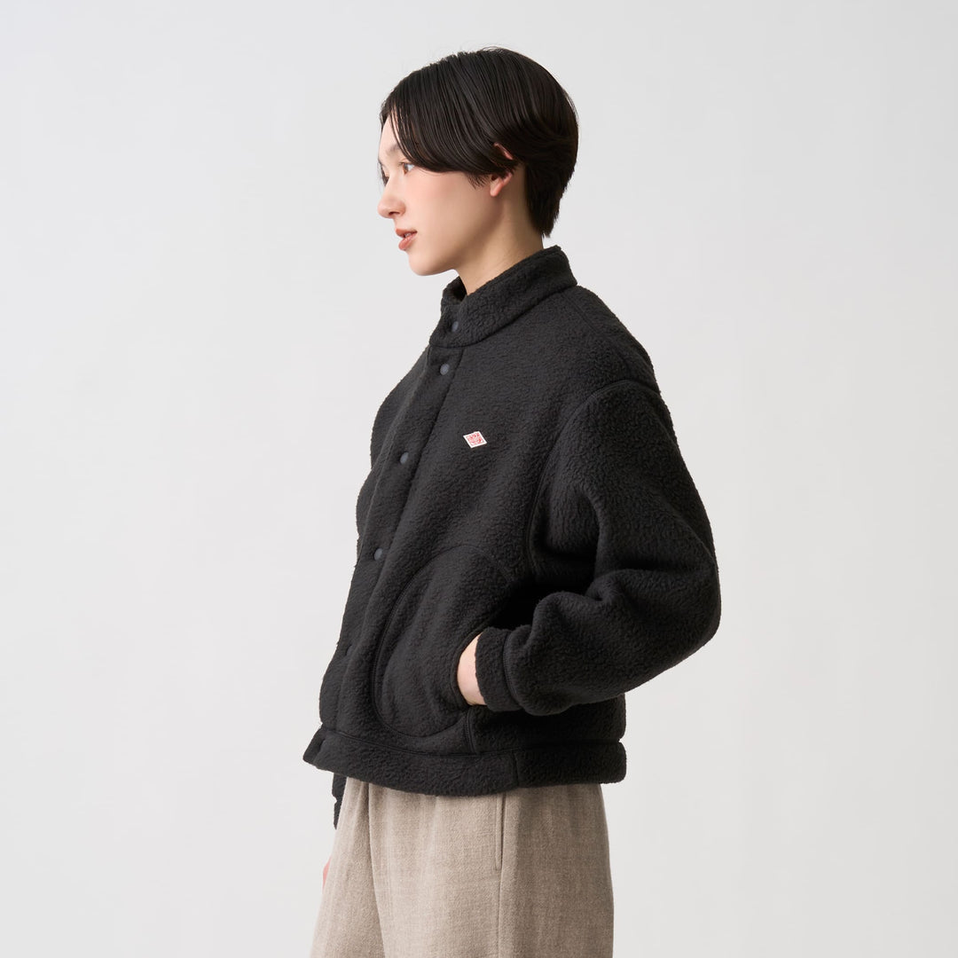Women's Double Face Boa Stand Collar Cardigan