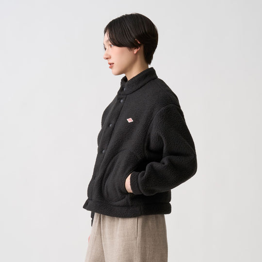 Women's Double Face Boa Stand Collar Cardigan