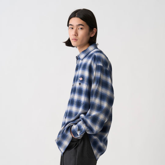 Men's Flannel Check Regular Collar Shirt