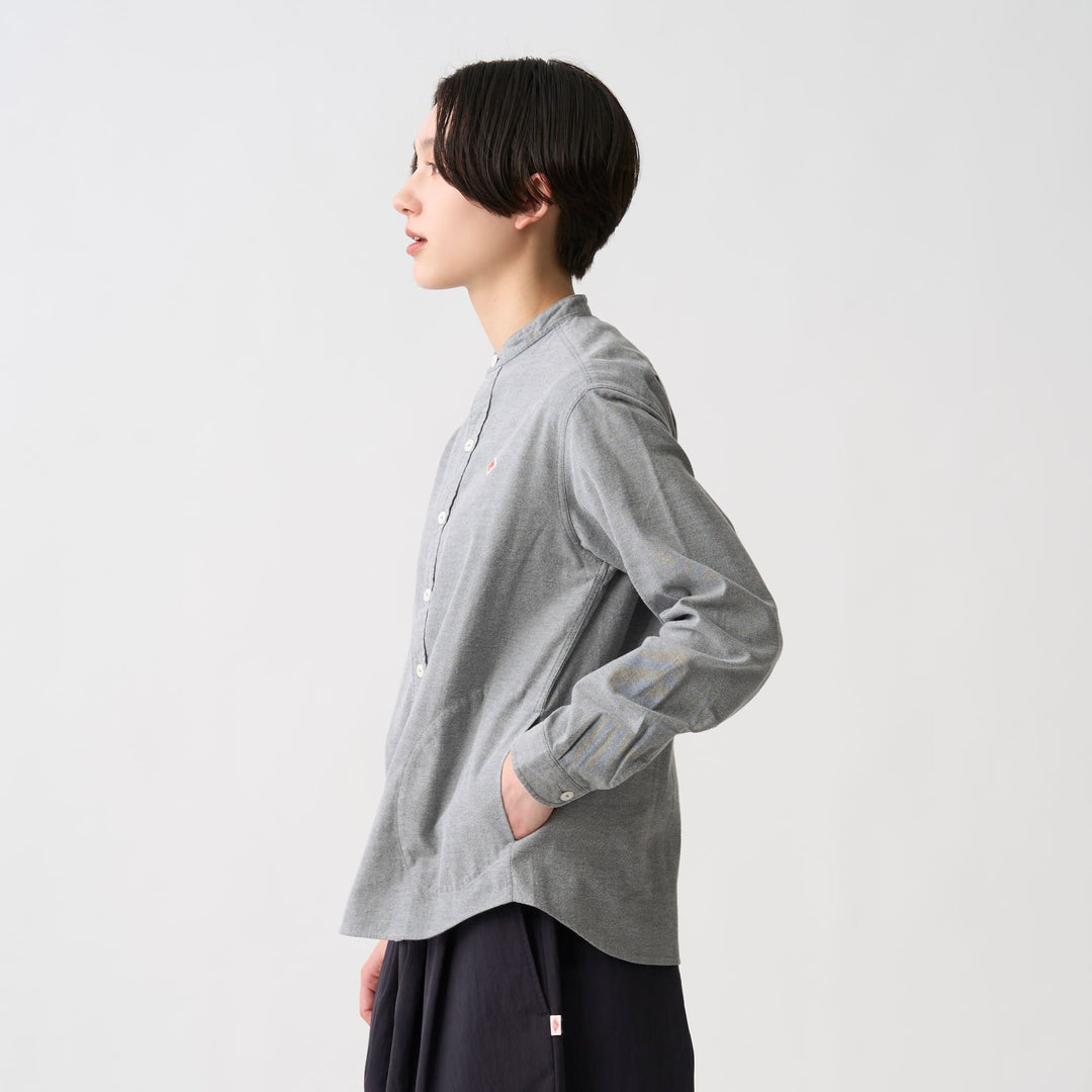 Women's Cotton Flannel Band Collar Shirt