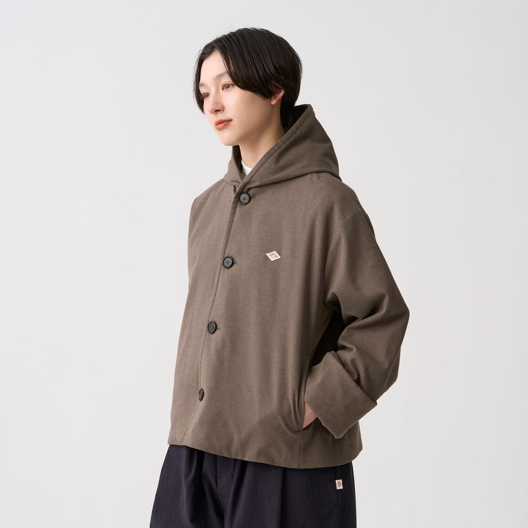 Women's Wool Like Insulation Hooded Wide Jacket
