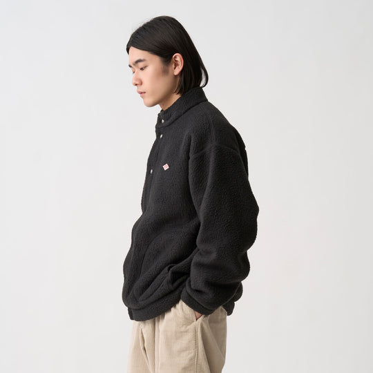 Men's Double Face Boa Stand Collar Cardigan