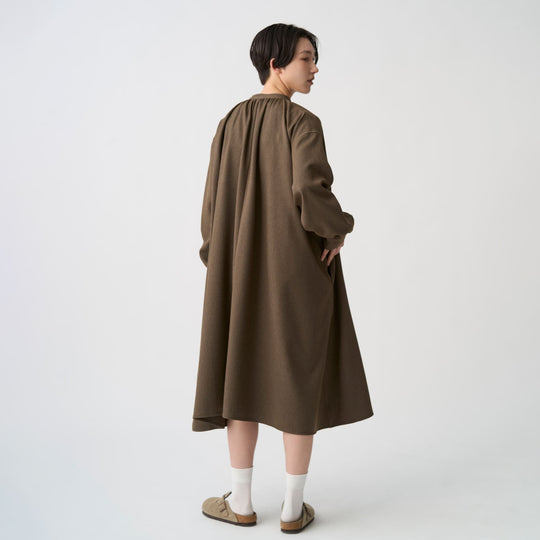 Women's Wool-Like Twill Gathered Shirt Dress