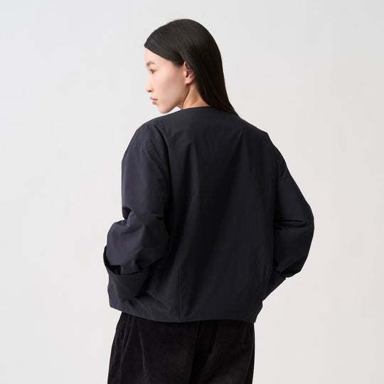 Women's Peach Taffeta Insulation Collarless Wide Jacket