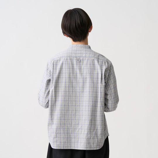 Women's Brushed Twill Band Collar Shirt - Check
