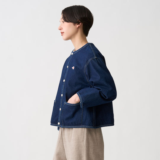Women's Denim Collarless Jacket