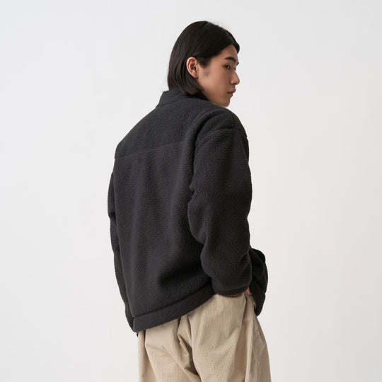 Men's Double Face Boa Stand Collar Cardigan