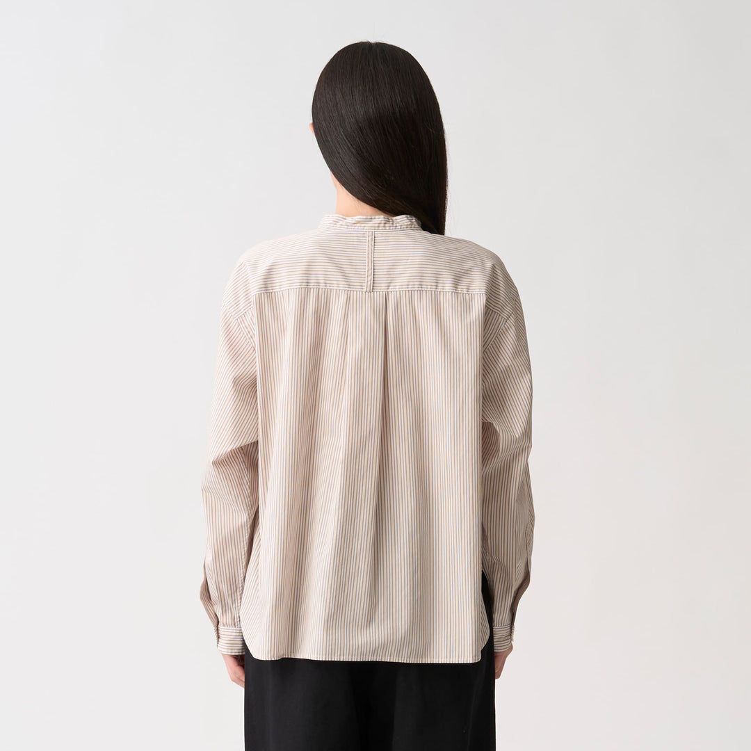 Women's Cotton Poplin Band Collar Shirt