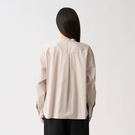 Women's Cotton Poplin Band Collar Shirt