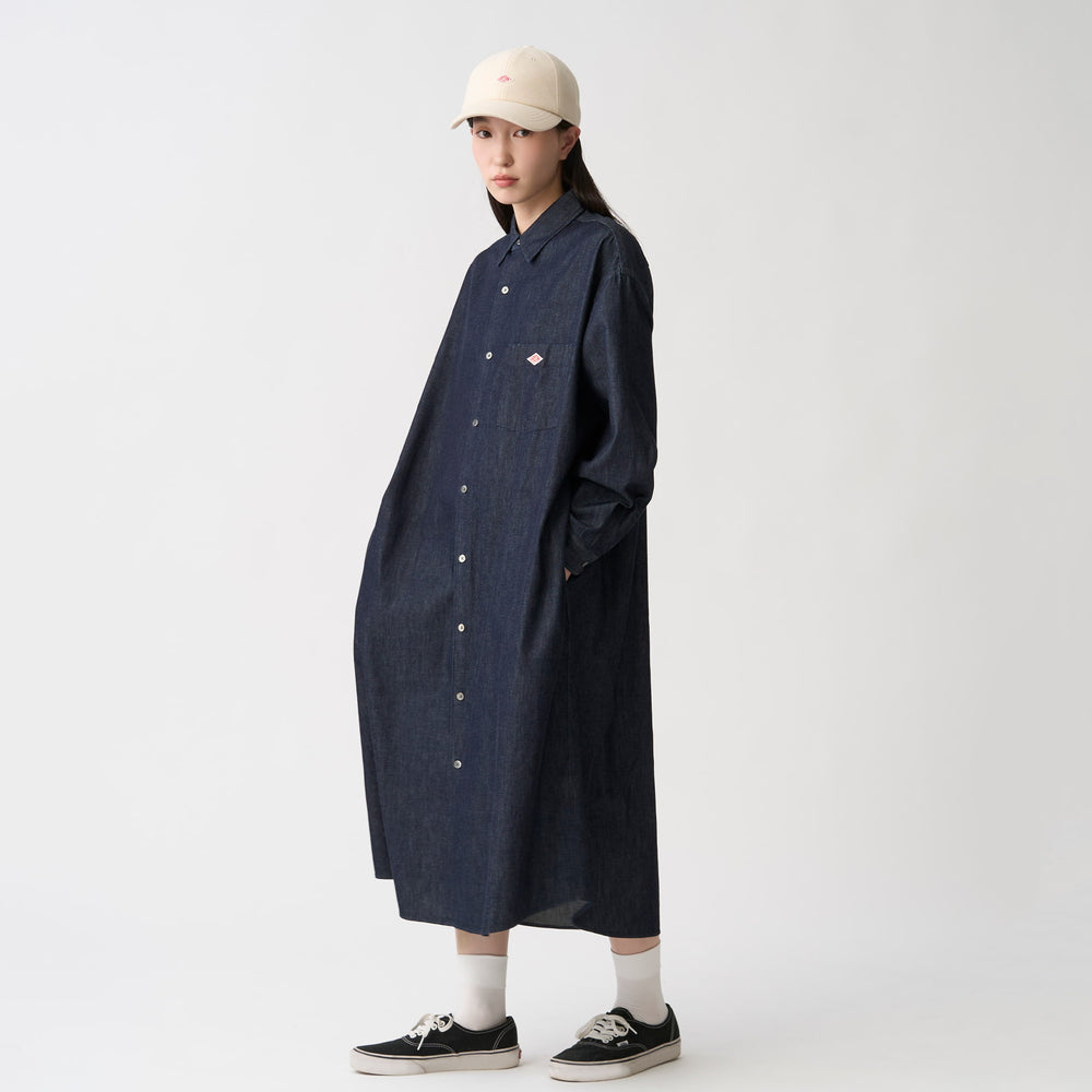 Women's Denim Dungaree Classic Collar Dress