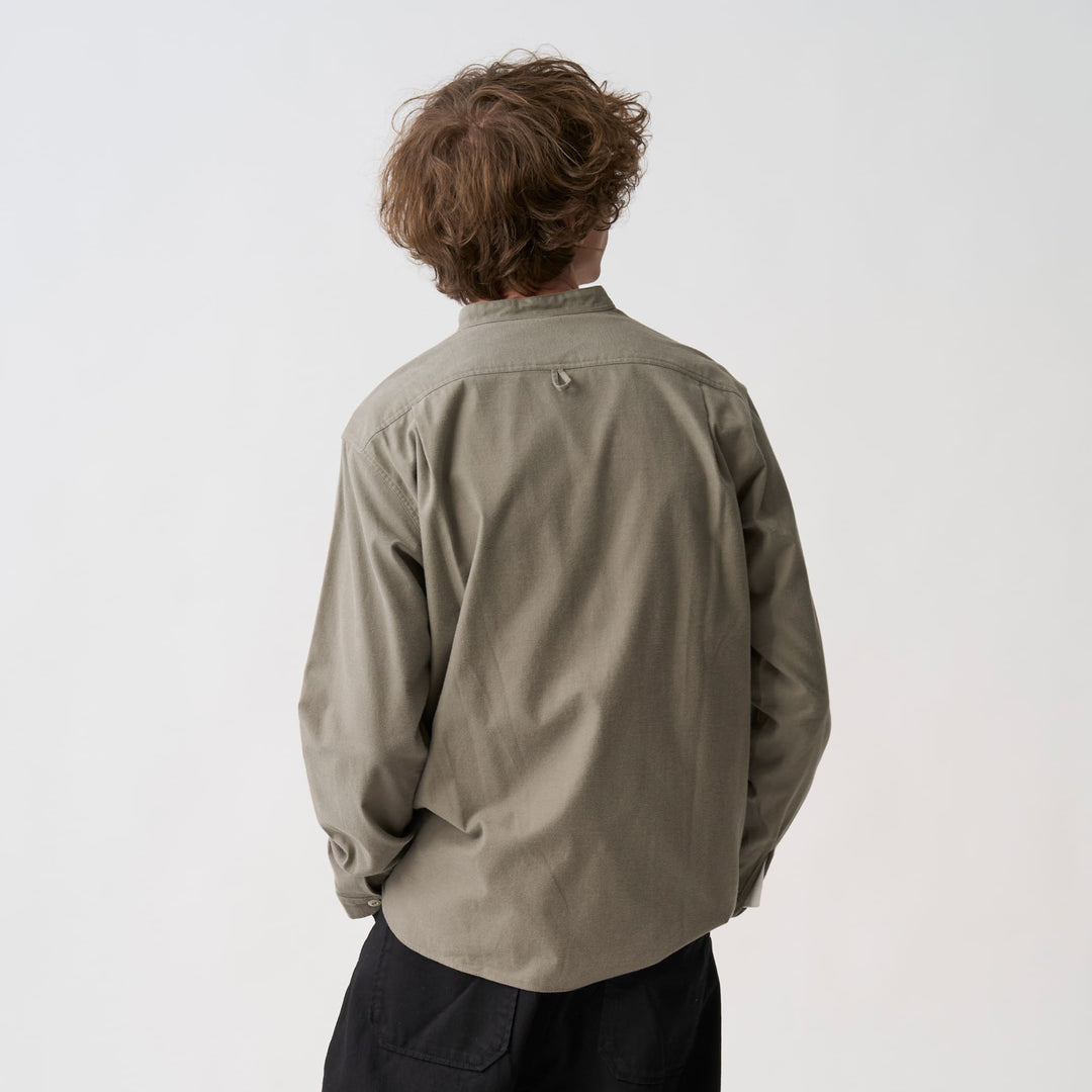 Men's Cotton Flannel Band Collar Shirt