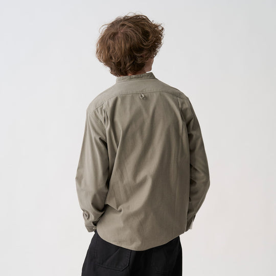 Men's Cotton Flannel Band Collar Shirt