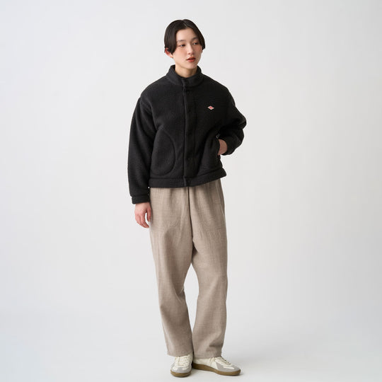 Women's Double Face Boa Stand Collar Cardigan