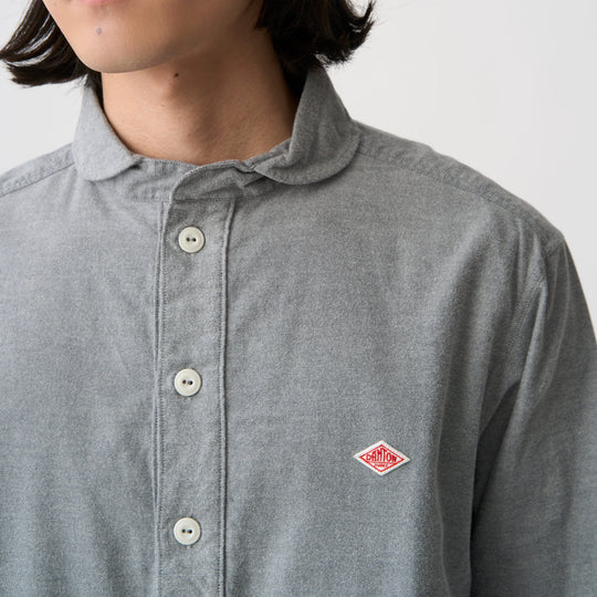 Men's Cotton Flannel Round Collar Pullover Shirt