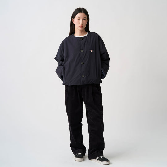 Women's Peach Taffeta Insulation Collarless Wide Jacket