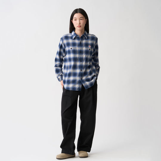 Women's Flannel Check Regular Collar Shirt