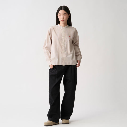 Women's Cotton Poplin Band Collar Shirt