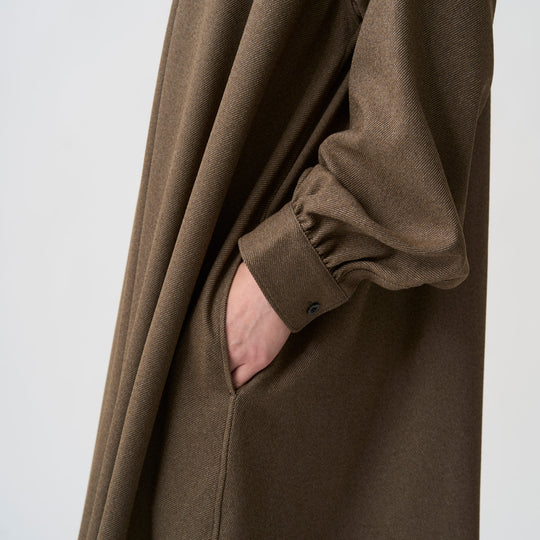 Women's Wool-Like Twill Gathered Shirt Dress