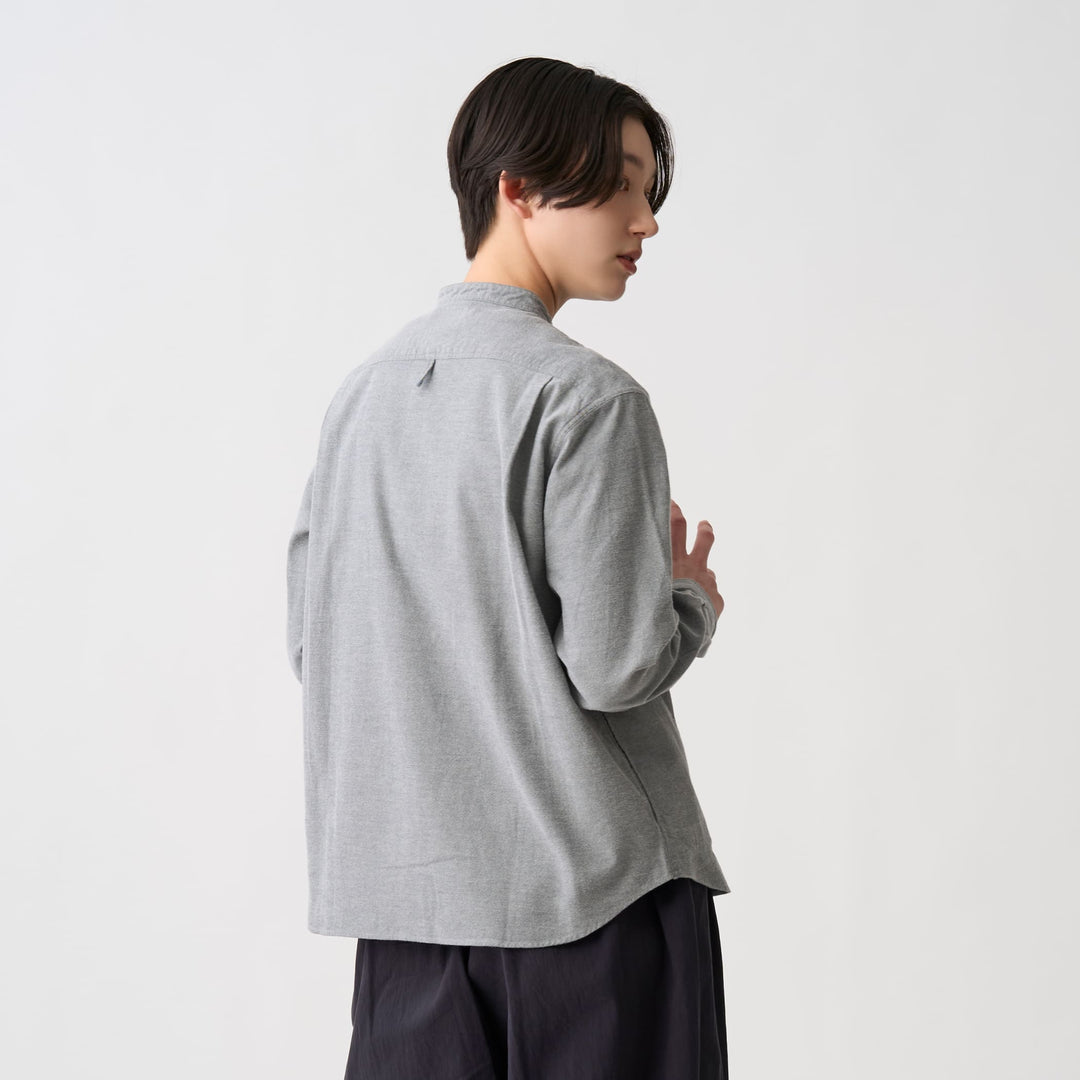 Women's Cotton Flannel Band Collar Shirt