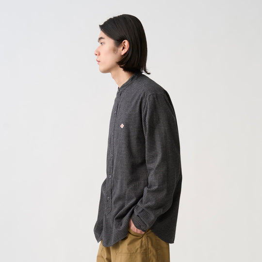 Men's Flannel Band Collar Shirt - Check