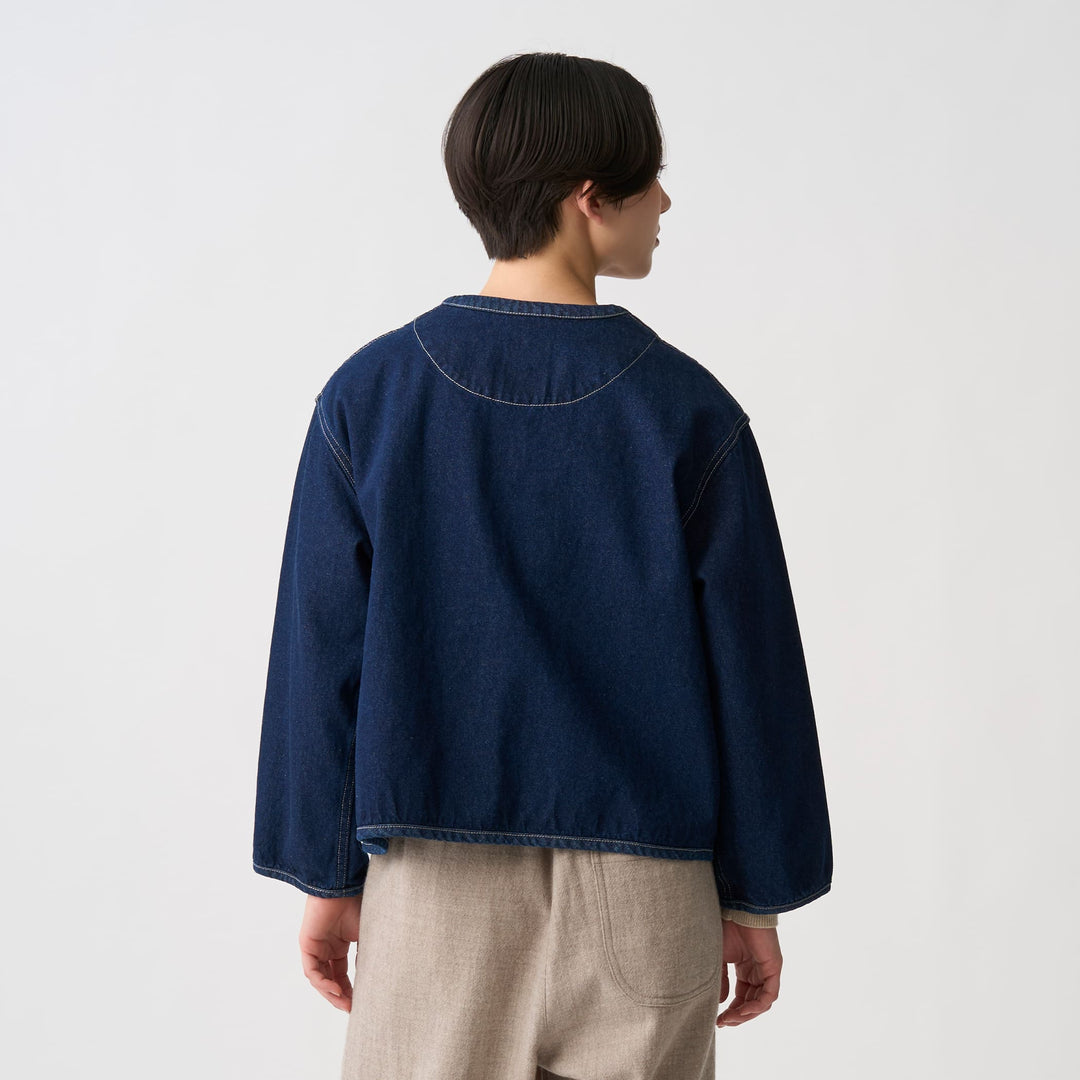 Women's Denim Collarless Jacket