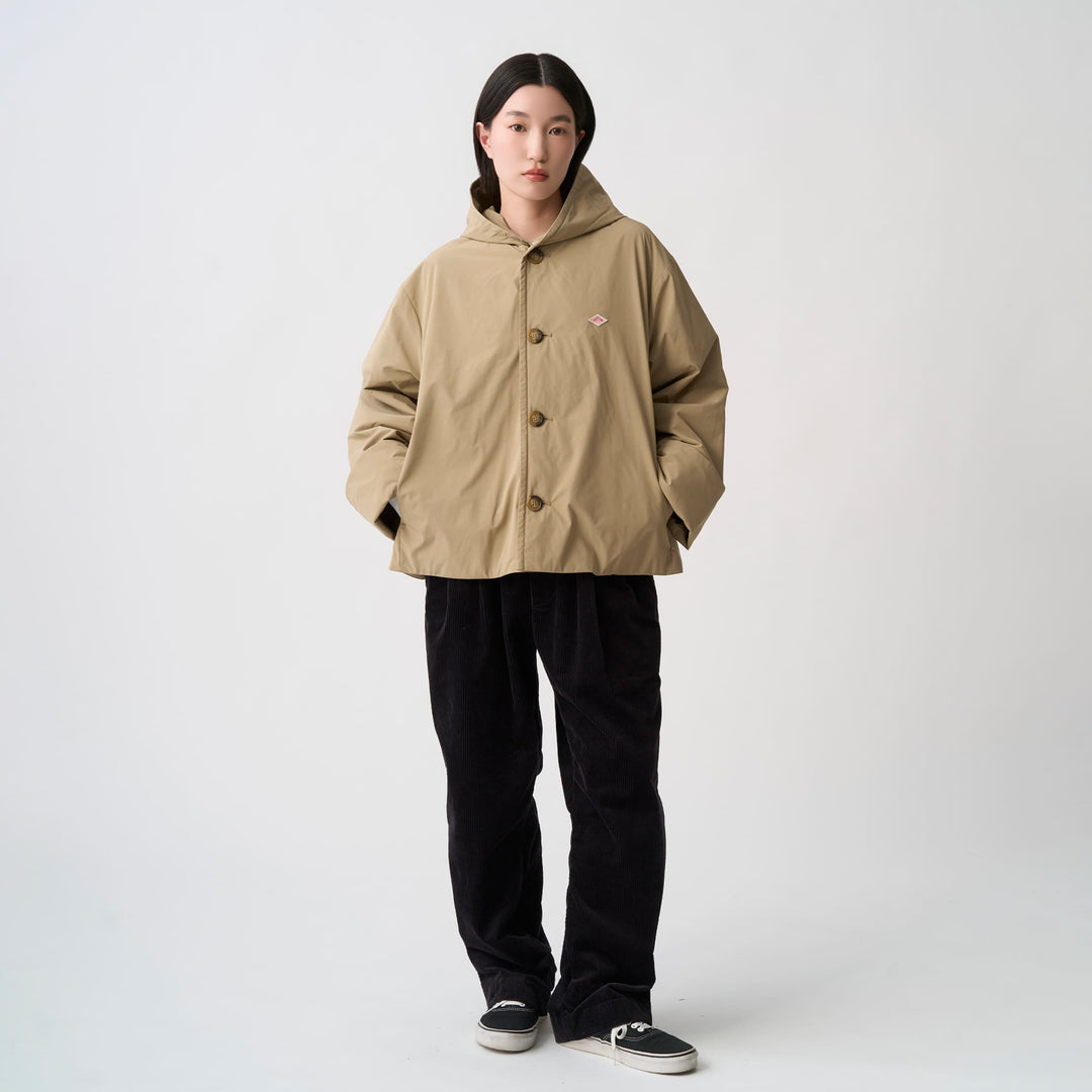 Women's Peach Taffeta Insulation Hooded Wide Jacket