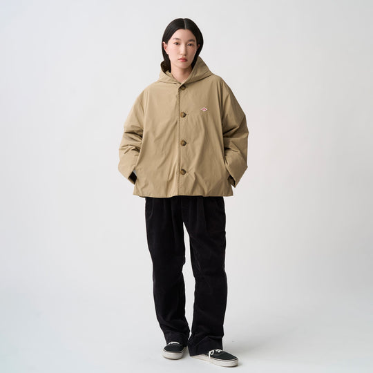 Women's Peach Taffeta Insulation Hooded Wide Jacket