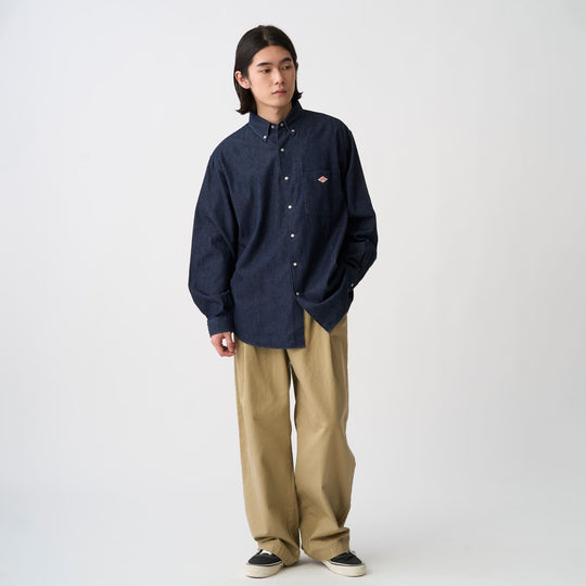Men's Denim Dungaree Button-Down Shirt