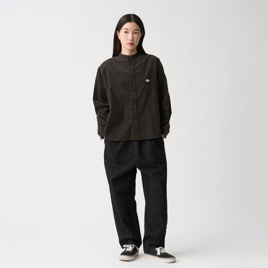 Women's Corduroy Band Collar Shirt
