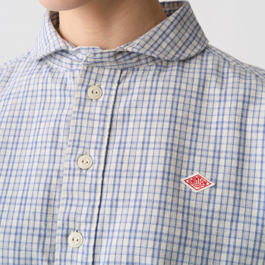 Women's Brushed Twill Round Collar Pullover Shirt - Check