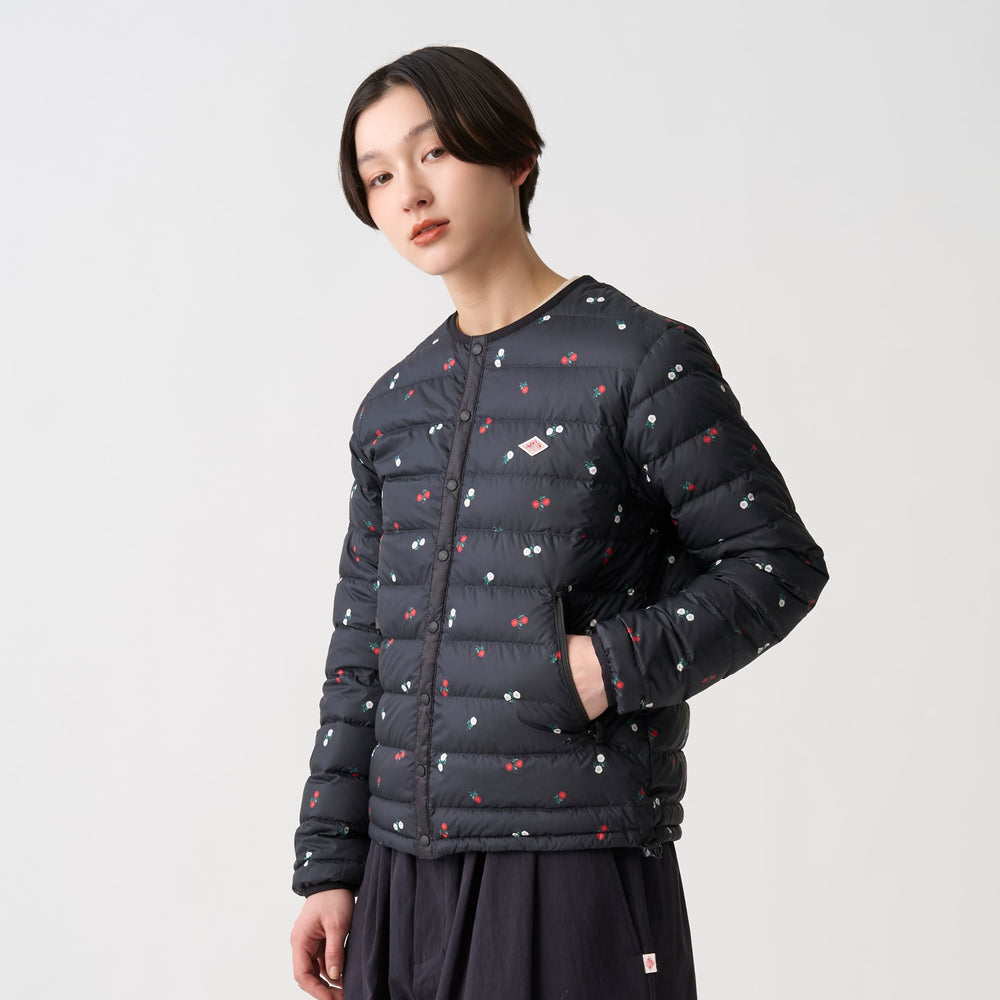 Women's Crewneck Inner Down Jacket - Flower Print