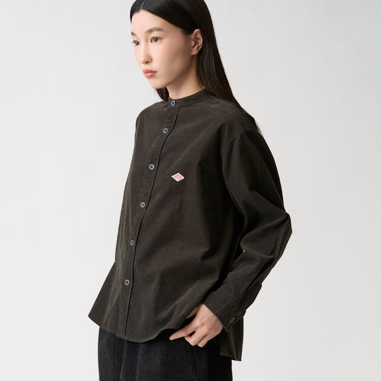 Women's Corduroy Band Collar Shirt